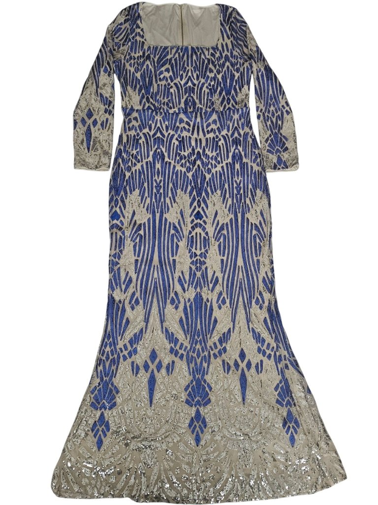 House Of Chic Curve + Plus Blue Sequined Long Sleeve Maxi Dress Size 2xl, Nwt — image 2 of 8